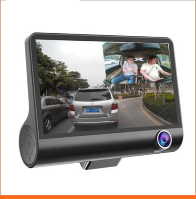 고품질 Jieli 4 인치 LCD 화면 풀 HD 1080P 자동차 대시 캠 3 카메라 동기화 녹음 3 렌즈 자동차 DVR